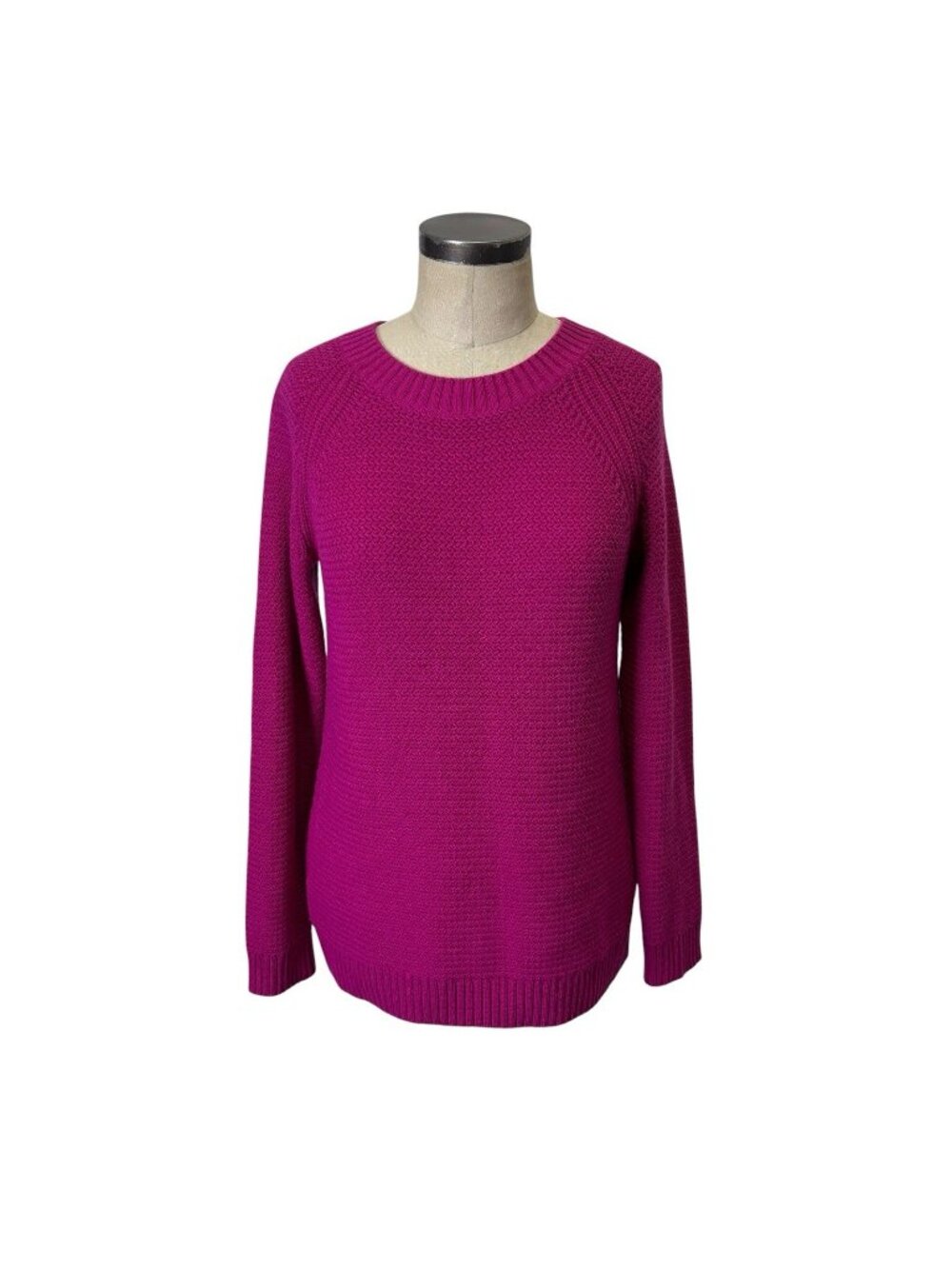 Talbots Lambswool Blend Knit Crewneck Tunic Sweater Small Fuchsia Pink